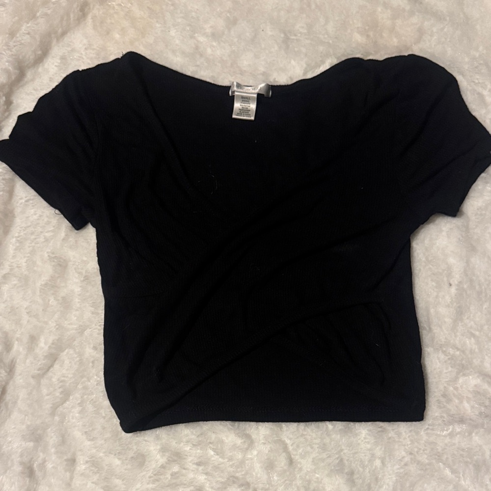 Elegant Black Wrap Women's Top